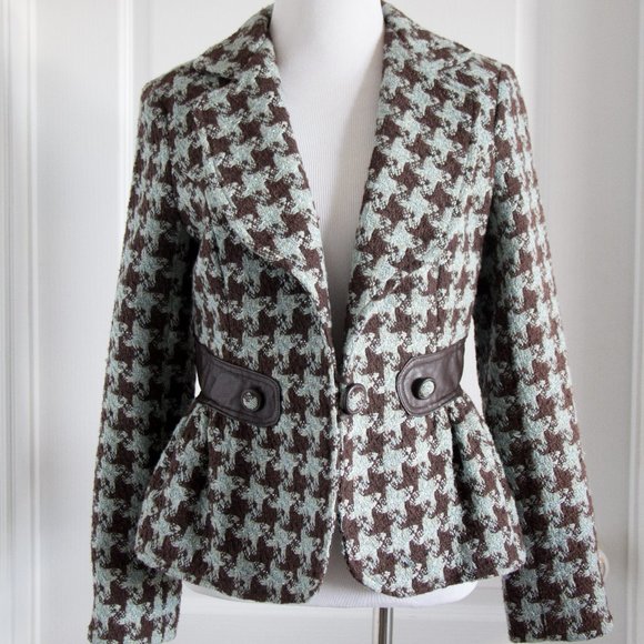 LOUIS VERDAD Jackets & Blazers - Vintage LOUIS VERDAD Women Check blazer jacket Leather Accent Small